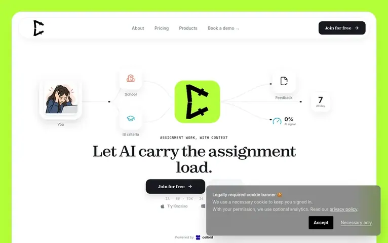 Screenshot of the iBacalao homepage